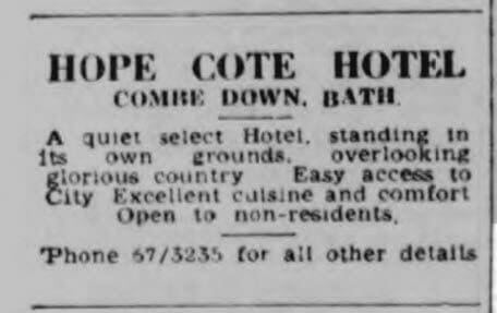 Hope Cote hotel - Bath Chronicle and Weekly Gazette - Saturday 7 January 1950 Hope Cote hotel - Bath Chronicle and Weekly Gazette - Saturday 7 January 1950