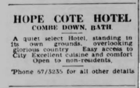 Hope Cote hotel - Bath Chronicle and Weekly Gazette - Saturday 7 January 1950