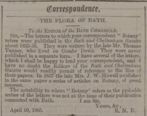 information about thomas tanner bath chronicle and weekly gazette thursday 13 april 1865