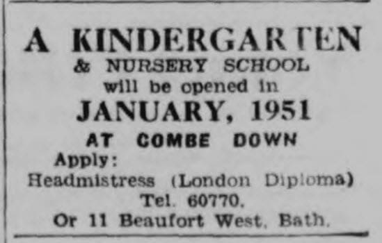 Kindergarten - Bath Chronicle and Weekly Gazette - Saturday 23 December 1950 Kindergarten - Bath Chronicle and Weekly Gazette - Saturday 23 December 1950