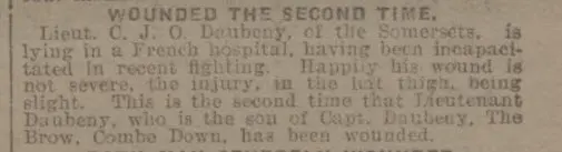 lt c j o daubeney wounded bath chronicle and weekly gazette saturday 28 april 1917