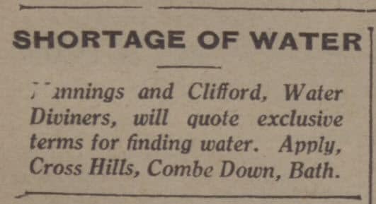 Mannings & Clifford water diviners - Bath Chronicle and Weekly Gazette - Saturday 7 July 1934 Mannings & Clifford water diviners - Bath Chronicle and Weekly Gazette - Saturday 7 July 1934