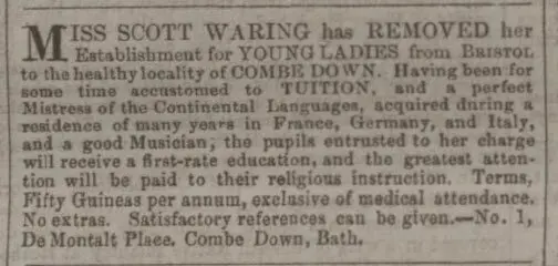 Miss Scott Waring's school - Bath Chronicle and Weekly Gazette - Thursday 1 July 1858
