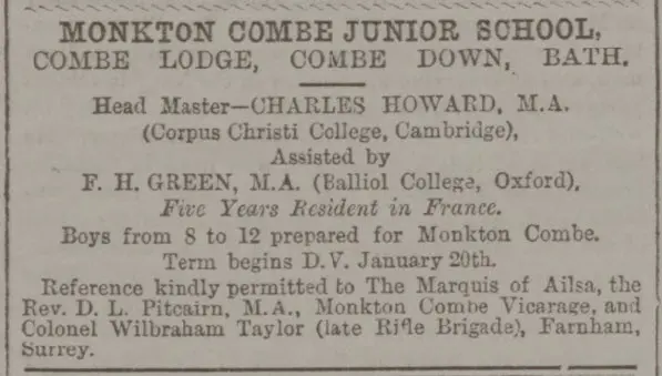 monkton combe junior school at combe lodge bath chronicle and weekly gazette thursday 31 december 1891
