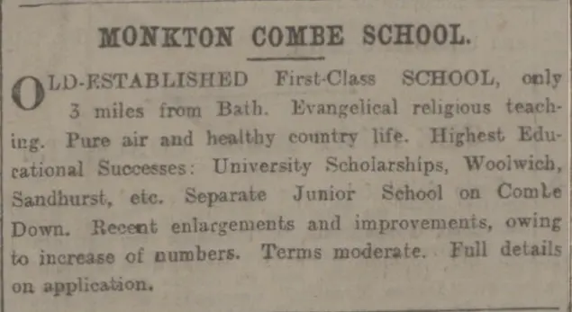 Monkton Combe school - Bath Chronicle and Weekly Gazette - Thursday 26 October 1899