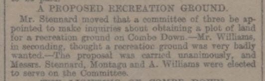 Proposal for a recreation ground on Combe Down - Bath Chronicle and Weekly Gazette - Thursday 5 August 1897
