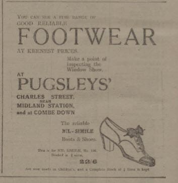 Pugsley's footwear - Bath Chronicle and Weekly Gazette - Saturday 17 December 1921
