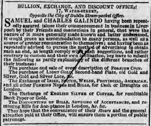 samuel and charles galido advert in liverpool liverpool mercury friday 28 september 1827