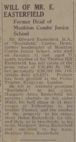 will of edward easterfield bath chronicle and weekly gazette saturday 19 july 1941