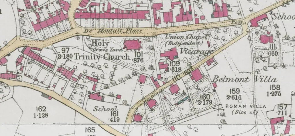 1873 1878 map of combe down belmont area 1024x473