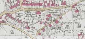 1873 - 1878 map of Combe Down, Belmont area