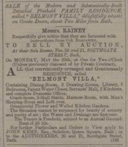 Belmont Villa for sale - Bath Chronicle and Weekly Gazette - Thursday 14 May 1863