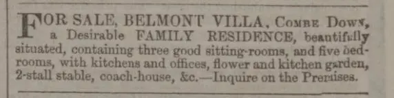 belmont villa for sale bath chronicle and weekly gazette thursday 28 march 1861