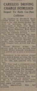 Careless driving charge dismissed - Bath Chronicle and Weekly Gazette - Saturday 4 January 1947