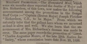 Death of Maj Richardson retracted - North Devon Journal - Thursday 25 December 1862