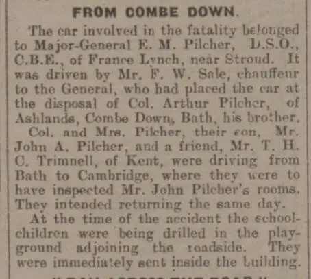 extract from fatality at draycot cerne bath chronicle and weekly gazette saturday 26 september 1931
