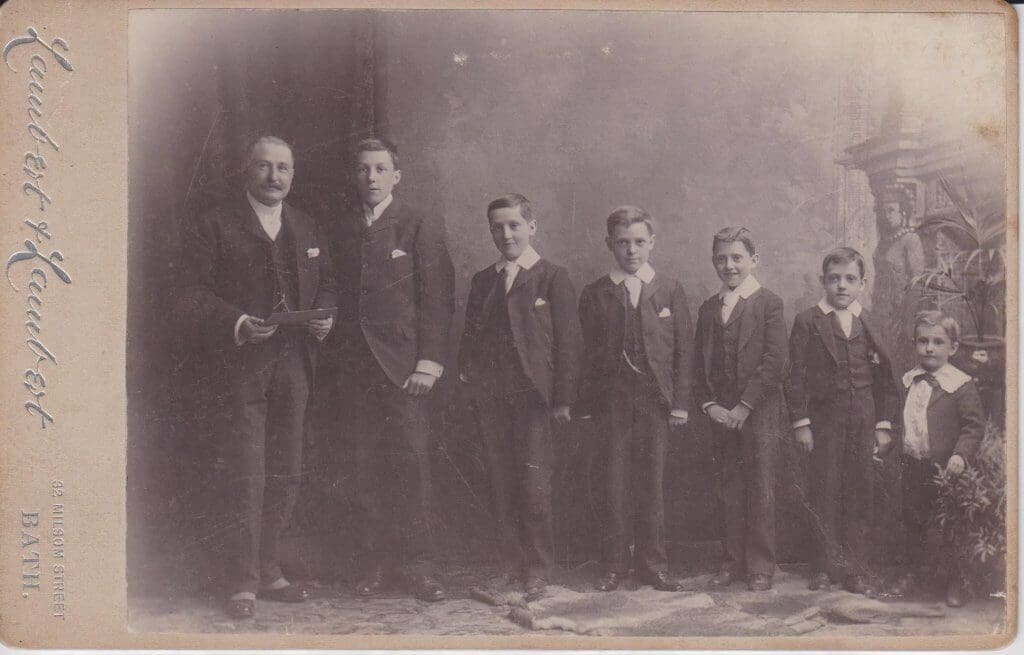 Francis Henry Milsom with his sons - Cecil Francis, Algernon Charles, Stroud Eric, Sidney, Harry Lincoln & Edward Winfrid
