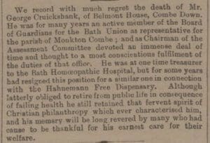 George Cruickshank's obituary - Bath Chronicle and Weekly Gazette - Thursday 10 September 1896