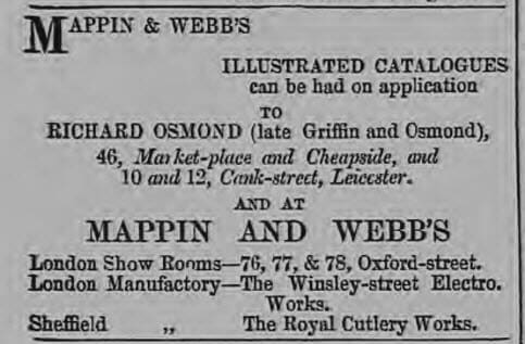 Just a part of Richard Osmond's regular Mappin & Webb advert - Leicester Journal - Friday 18 August 1871