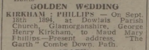 kirkham golden wedding bath chronicle and weekly gazette saturday 16 september 1944