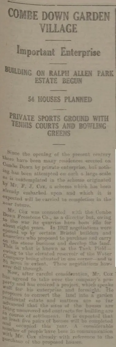 l combe down garden village bath chronicle and weekly gazette saturday 24 march 1923