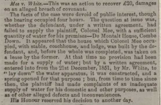 mee v white bath chronicle and weekly gazette thursday 21 december 1854