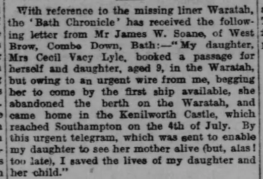 missing liner western daily press wednesday 11 august 1909