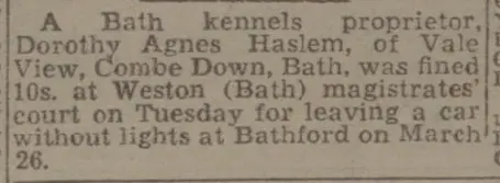 mrs haslem kennels proprietor bath chronicle and weekly gazette saturday 14 may 1949