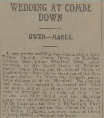 owen wedding bath chronicle and weekly gazette saturday 21 december 1912
