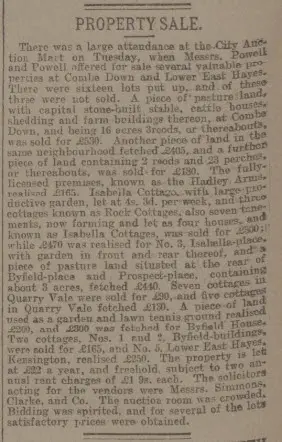 property sale bath chronicle and weekly gazette thursday 12 december 1901
