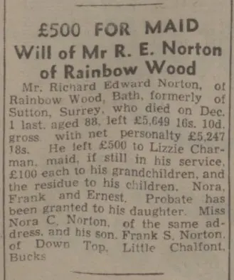 richard edward norton will bath chronicle and weekly gazette saturday 5 february 1944