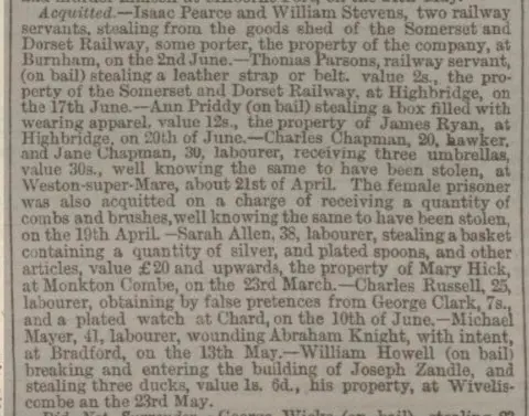 sarah allen acquitted bath chronicle and weekly gazette thursday 8 july 1869