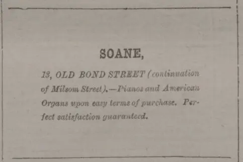 soane advert bath chronicle and weekly gazette thursday 25 march 1880