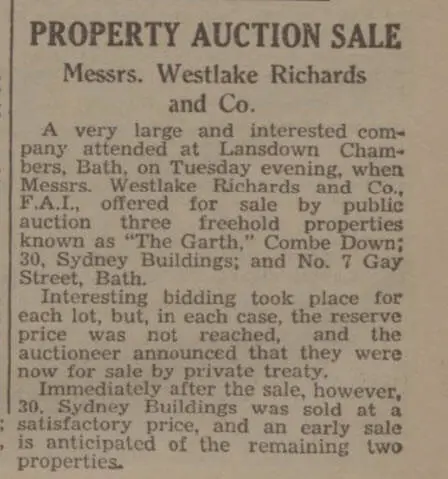 the garth fails to sell bath chronicle and weekly gazette saturday 25 september 1937