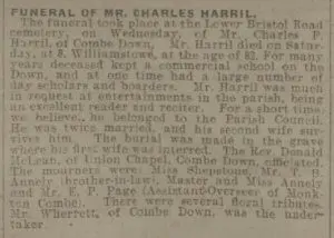 funeral of charles harril bath chronicle and weekly gazette saturday 11 december 1915 300x214