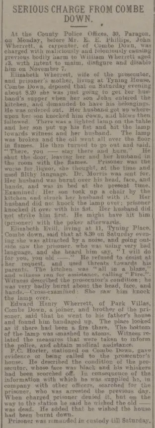 serious charge from combe down bath chronicle and weekly gazette thursday 12 november 1903