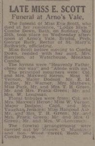 Late Miss E Scott - Bath Chronicle and Weekly Gazette - Saturday 31 May 1941