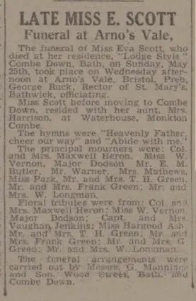 late miss e scott bath chronicle and weekly gazette saturday 31 may 1941