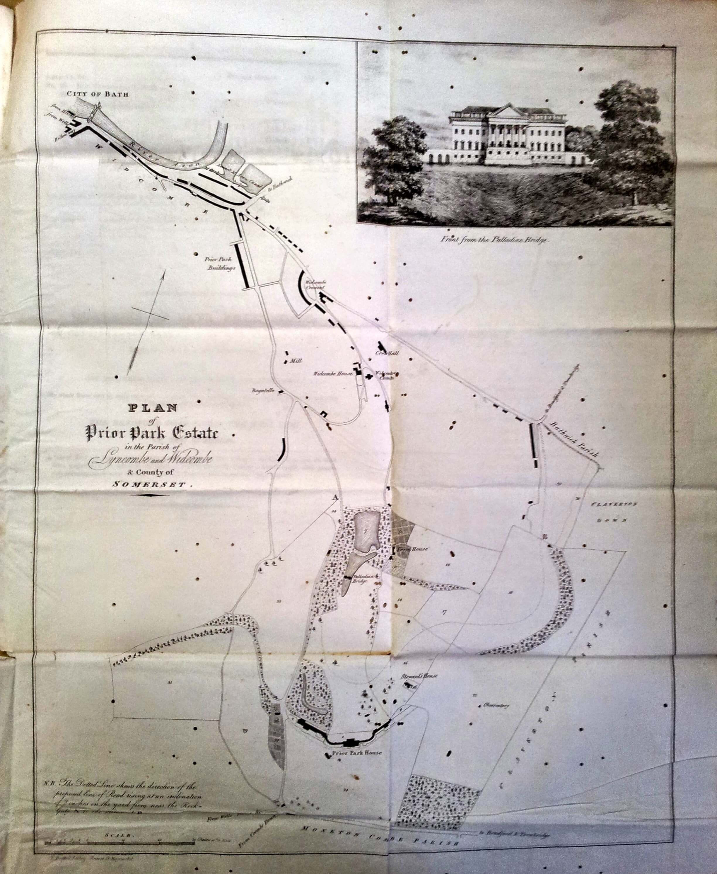 Map of Prior Park for sale on 10 July 1828