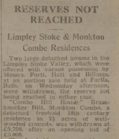 reserve not reached bath chronicle and weekly gazette saturday 2 april 1949