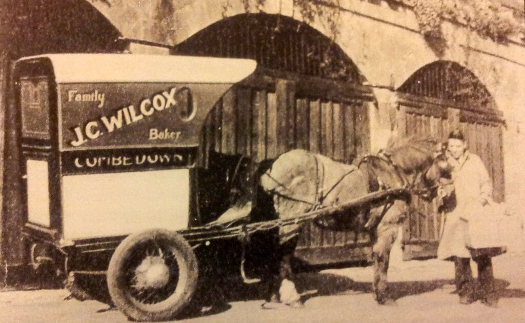 J C Wilcox, Combe Down baker delivering at Southstoke early 1900s