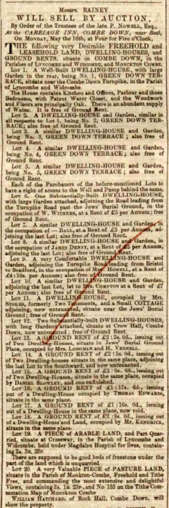 Greendown Terrace - Bath Chronicle and Weekly Gazette - Thursday 28 April 1853