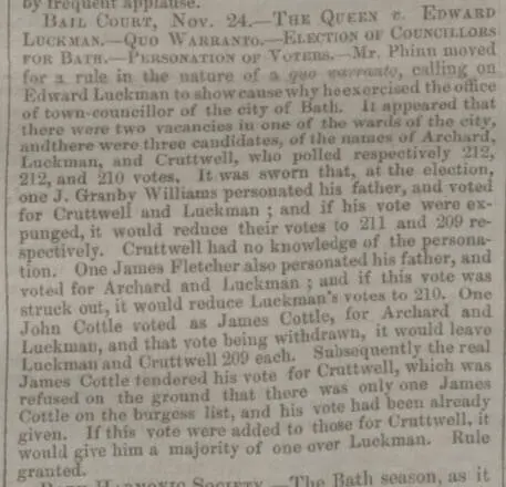 the queen v edward luckman bath chronicle and weekly gazette thursday 26 november 1846