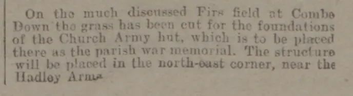 church army hut war memorial bath chronicle and weekly gazette saturday 21 june 1919