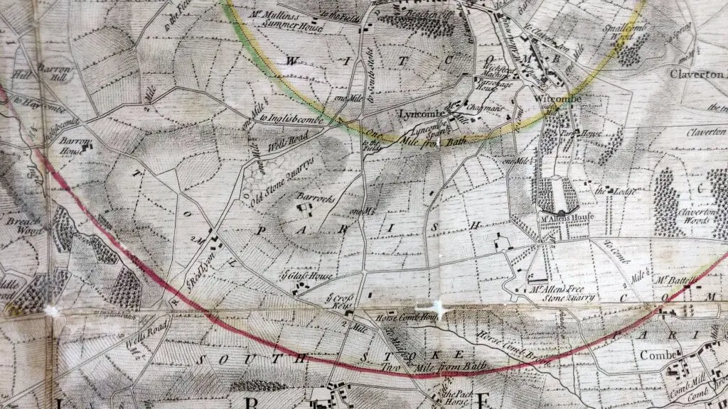 detail of thorpe map of 1742 showing road layouts to the south of bath 1024x576