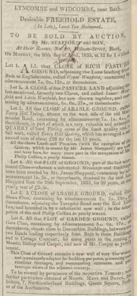 entry hill quarry sale bath chronicle and weekly gazette thursday 16 april 1835