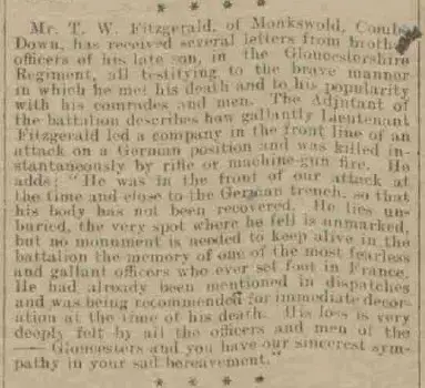 tom fitzgerald death bath chronicle and weekly gazette saturday 19 august 1916