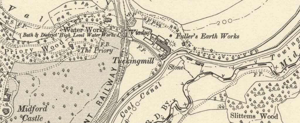 Tucking Mill area from Wiltshire XXXI.SE & XXXVIIIA.NE, Revised 1899, Published 1904