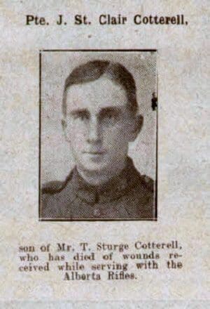 John St Clair Cotterell (1891 - 1917) lived at Lodge Style on Shaft Road
