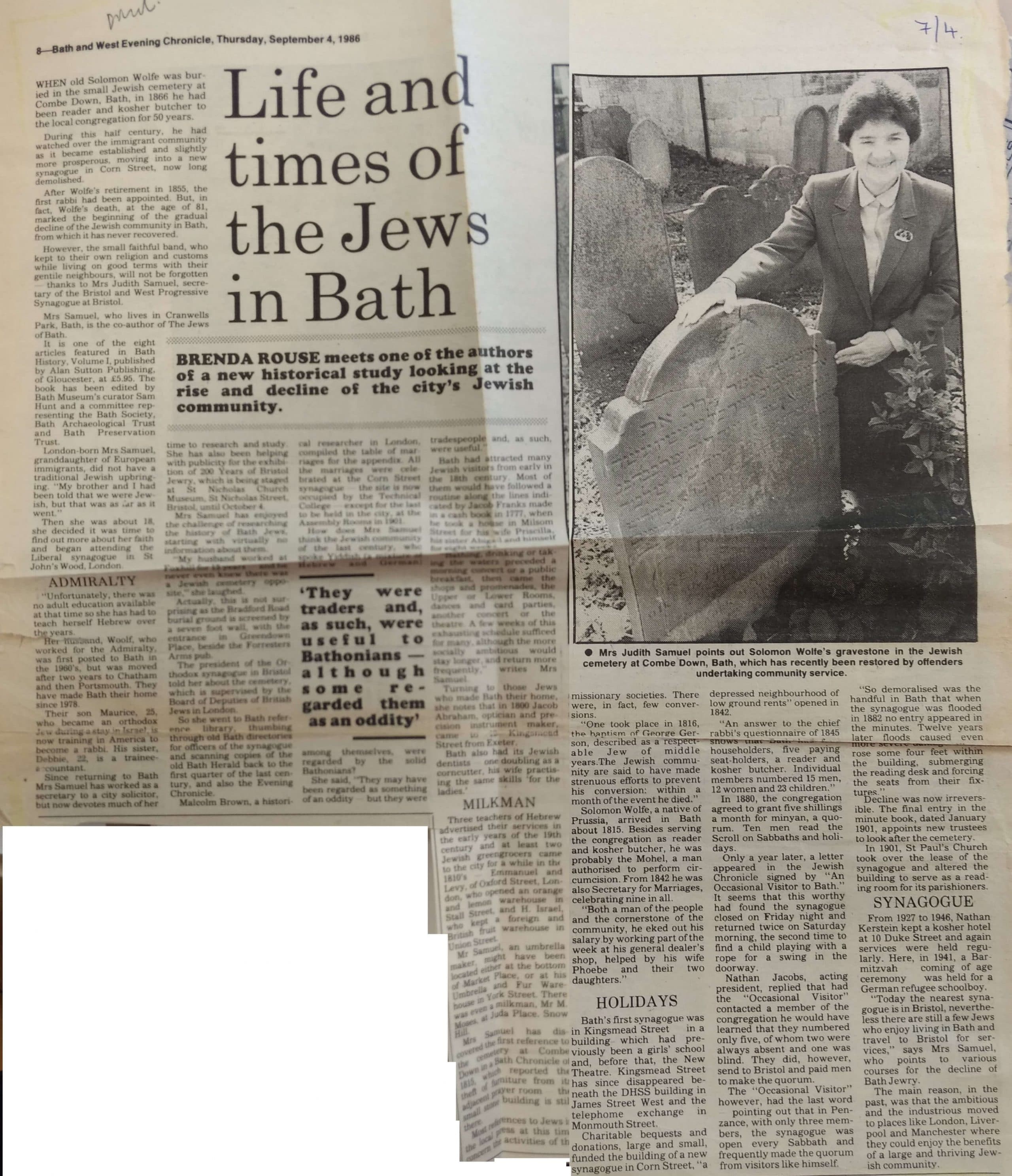 Life and times of the Jews of Bath - Bath and West Evening Chronicle - Thursday September 4 1986